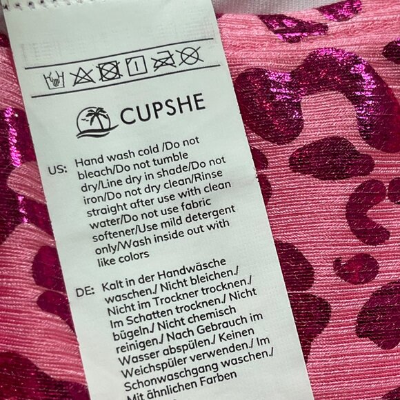 Cupshe Pink Leopard Print One Piece Swimsuit Womens Size Large Shiny Strappy NEW - Picture 6 of 11